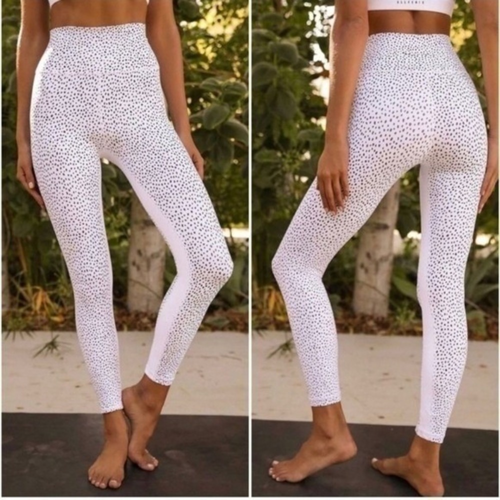 NWT All Fenix Anthropologie Leggings High Rise Cheetah Dot Yoga Pant White XS‎